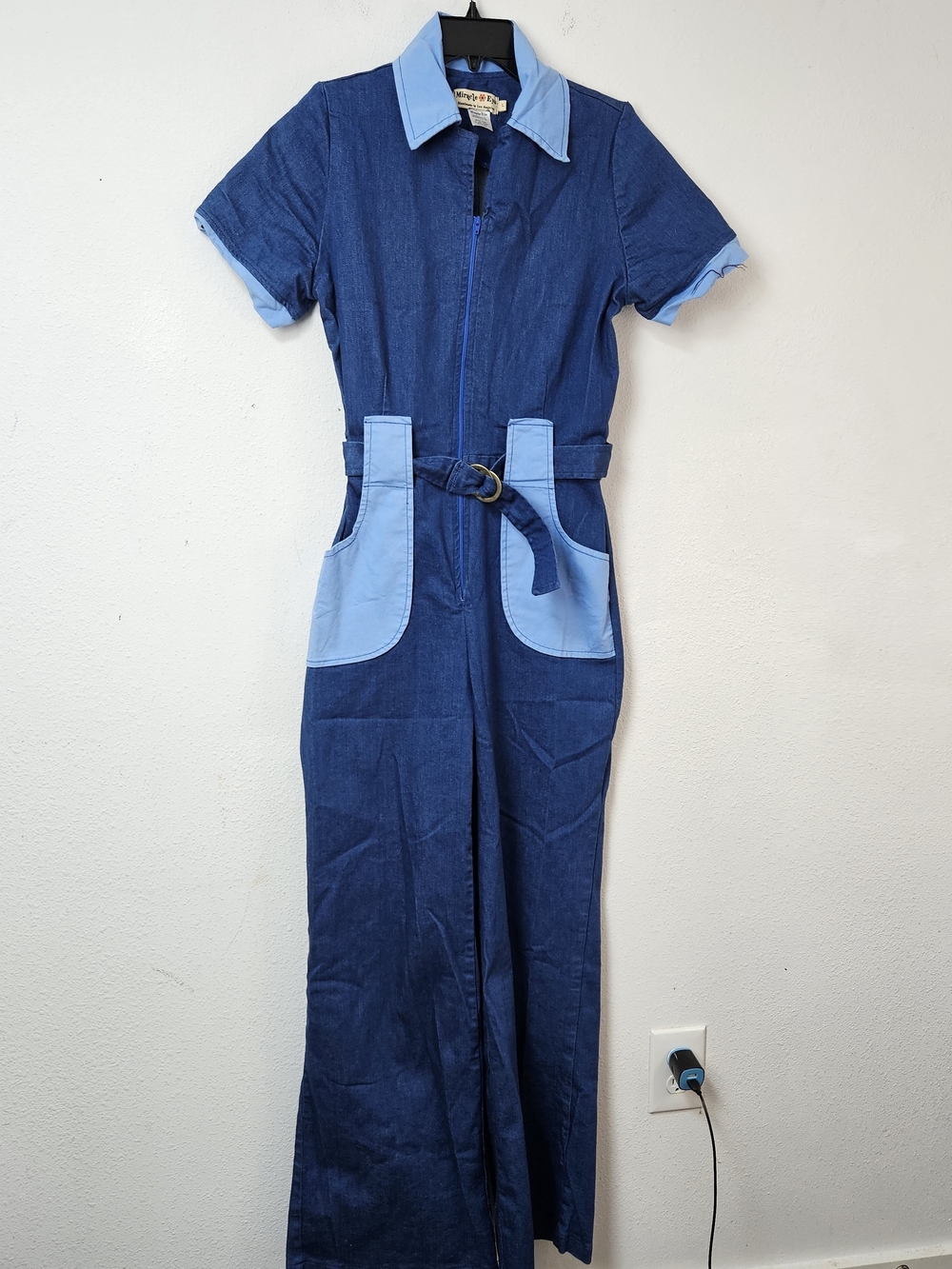 Miracle Eye The California Shake Jumpsuit in Denim Size Large Handmade Wide Leg